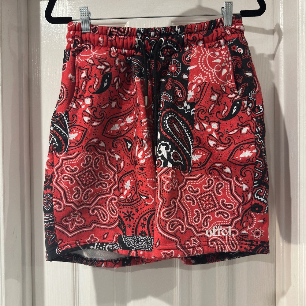 TopMan Red Bandana Sweat Shorts